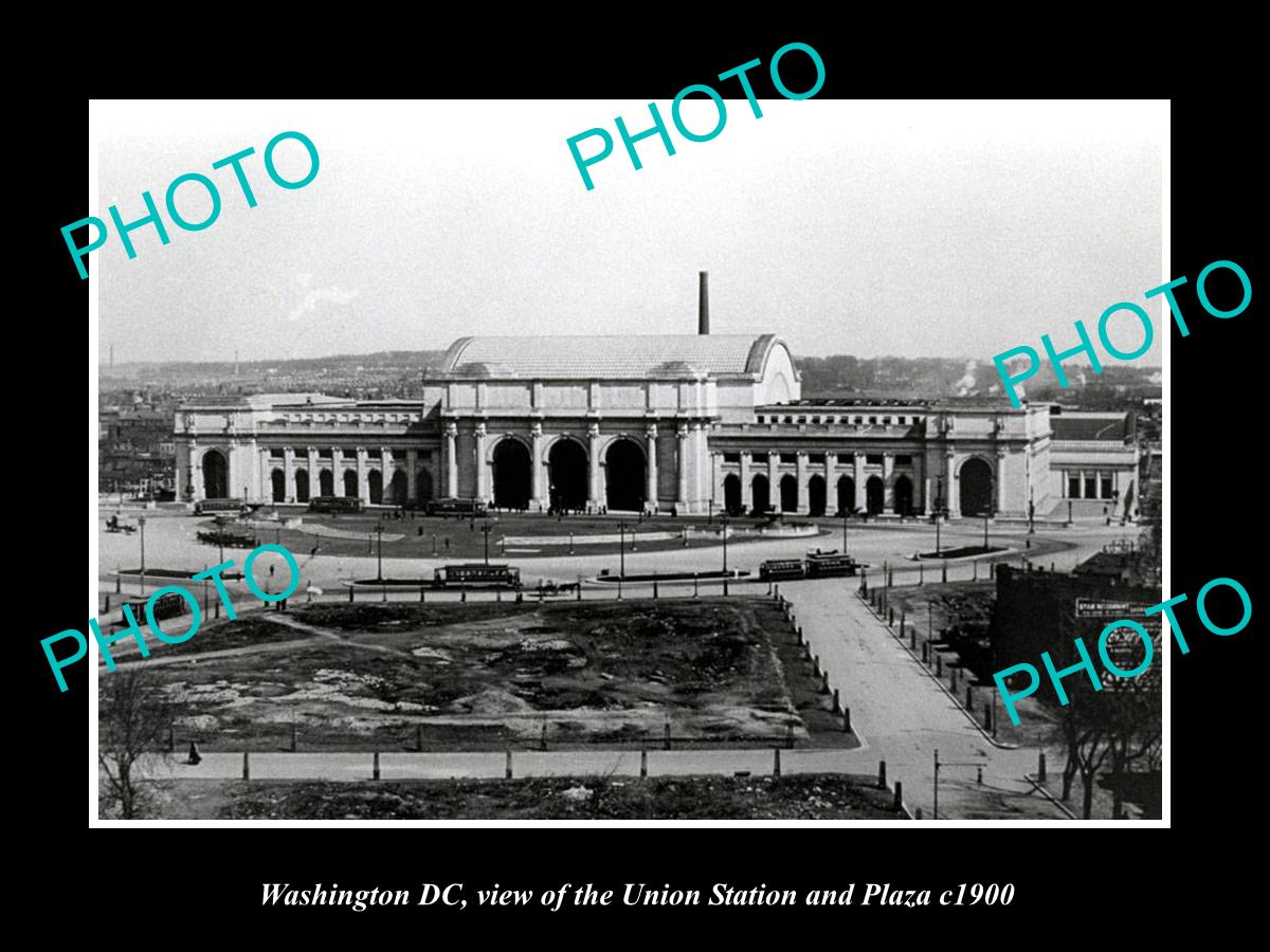 OLD LARGE HISTORIC PHOTO OF WASHINGTON DC, THE UNION RAILROAD STATION c1900