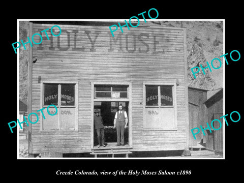 OLD LARGE HISTORIC PHOTO OF CREEDE COLORADO, VIEW OF THE HOLY MOSES SALOON c1890