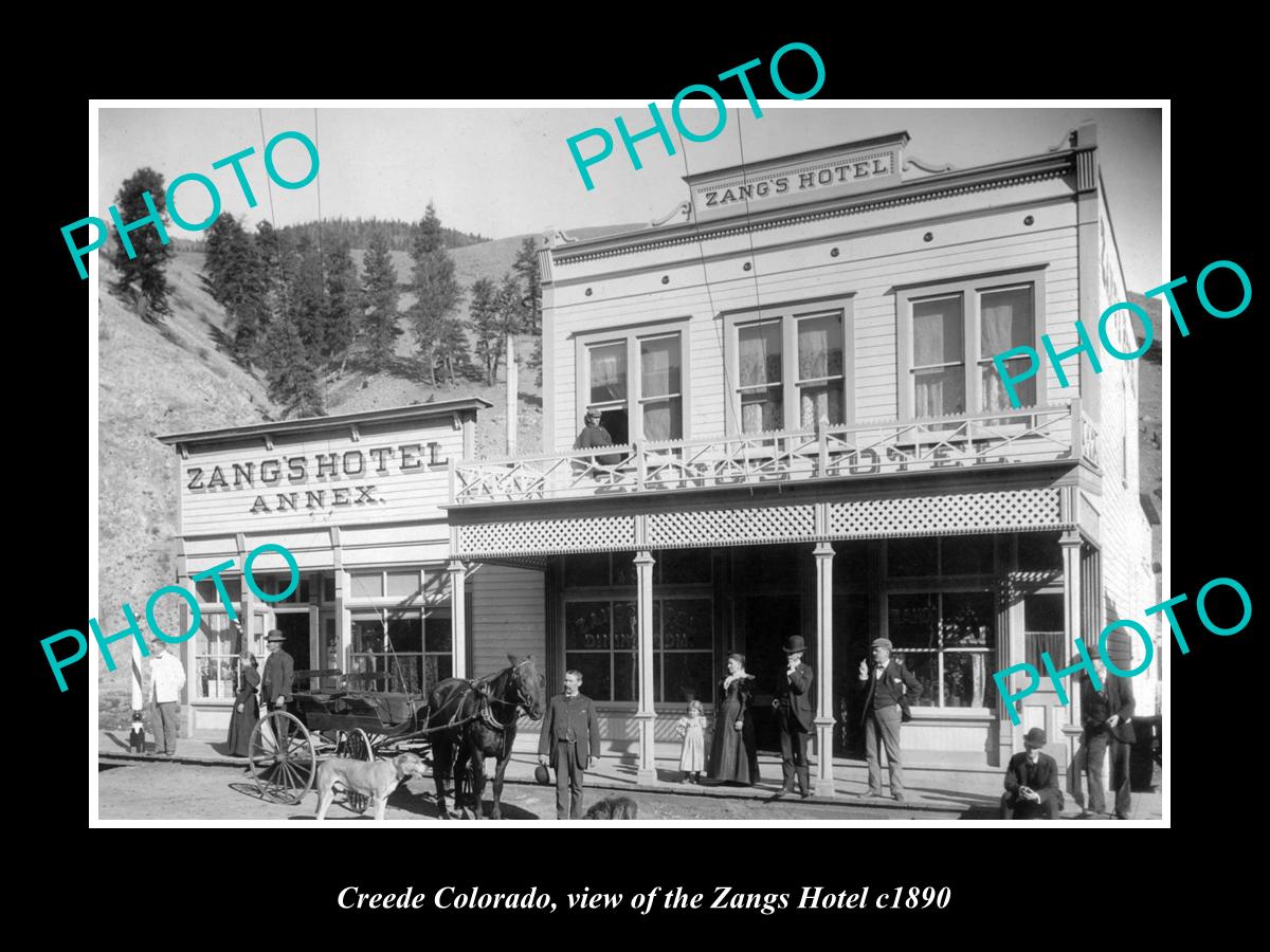 OLD LARGE HISTORIC PHOTO OF CREEDE COLORADO, VIEW OF THE ZANG BEER HOTEL c1890