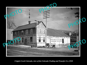 OLD LARGE HISTORIC PHOTO OF CRIPPLE CREEK COLORADO, THE COLORADO TRADING Co 1920