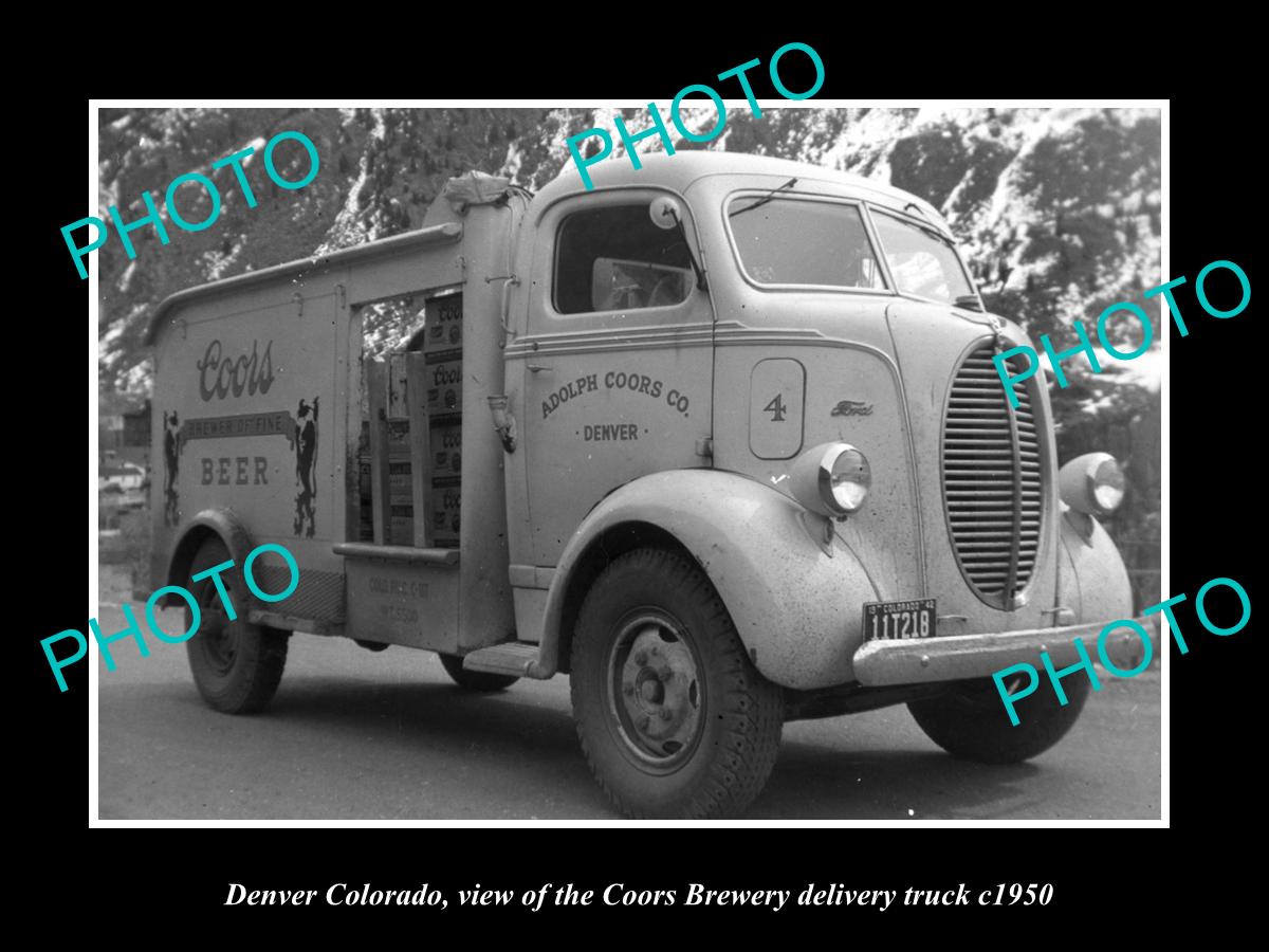 OLD LARGE HISTORIC PHOTO OF DENVER COLORADO, THE COORS BREWERY TRUCK c1950 1