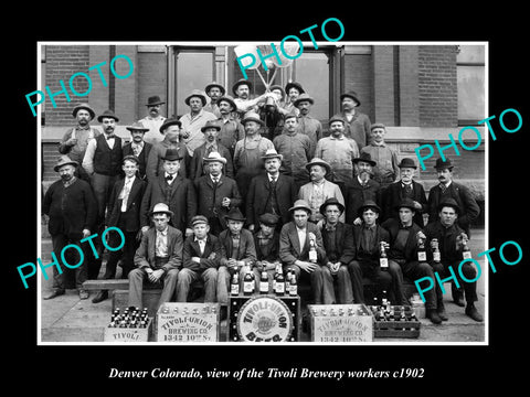 OLD LARGE HISTORIC PHOTO OF DENVER COLORADO, THE TIVOLI BREWERY WORKERS c1902