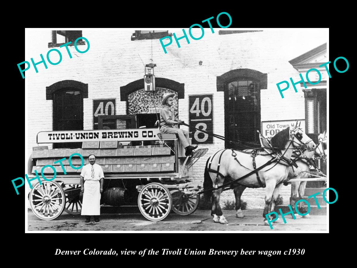 OLD LARGE HISTORIC PHOTO OF DENVER COLORADO, THE TIVOLI BREWERY WAGON c1930