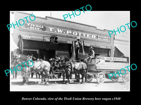 OLD LARGE HISTORIC PHOTO OF DENVER COLORADO, THE TIVOLI BREWERY WAGON c1940 1