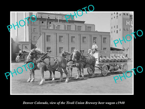 OLD LARGE HISTORIC PHOTO OF DENVER COLORADO, THE TIVOLI BREWERY WAGON c1940 2