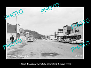 OLD LARGE HISTORIC PHOTO OF DILLON COLORADO, THE MAIN STREET & STORES c1950