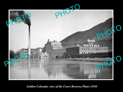 OLD LARGE HISTORIC PHOTO OF GOLDEN COLORADO, THE COORS BREWERY PLANT c1930