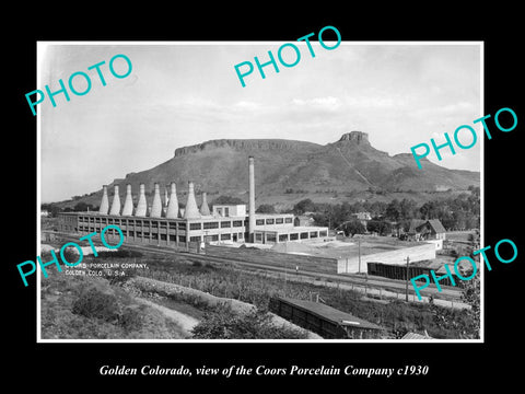 OLD LARGE HISTORIC PHOTO OF GOLDEN COLORADO, THE COORS PORCELAIN Co c1930