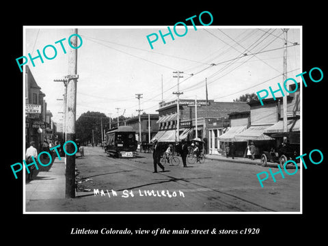 OLD LARGE HISTORIC PHOTO OF LITTLETON COLORADO, THE MAIN STREET & STORES c1920