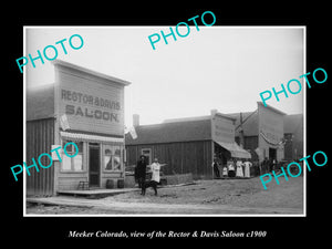 OLD LARGE HISTORIC PHOTO OF MEEKER COLORADO, THE SALOON & STORES c1900