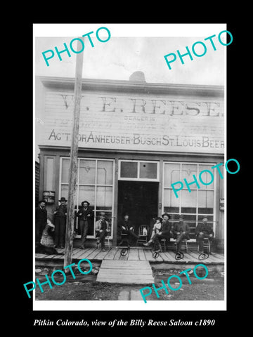 OLD LARGE HISTORIC PHOTO OF PITKIN COLORADO, THE REESE, BUSCH BEER SALOON c1890