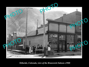 OLD LARGE HISTORIC PHOTO OF TELLURIDE COLORADO, THE BRUNSWICK SALOON c1900