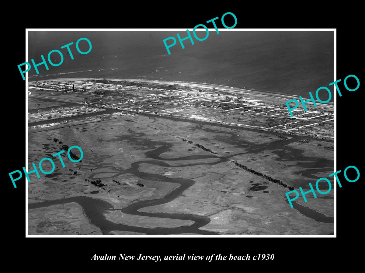 OLD LARGE HISTORIC PHOTO OF AVALON NEW JERSEY, AERIAL VIEW OF THE BEACH c1930 2