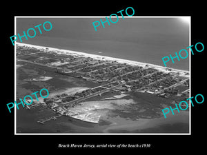 OLD LARGE HISTORIC PHOTO OF BEACH HAVEN NEW JERSEY, AERIAL OF THE BEACH c1930 3