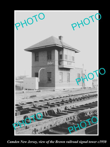 OLD LARGE HISTORIC PHOTO OF CAMDEN NEW JERSEY, THE BROWN RAILROAD TOWER c1950