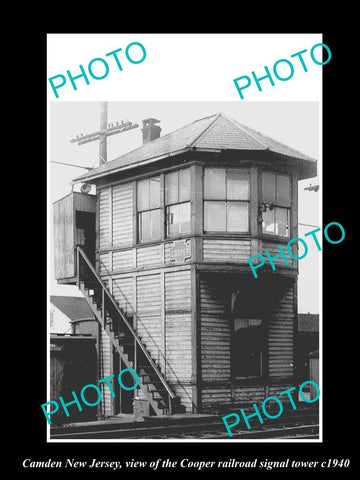 OLD LARGE HISTORIC PHOTO OF CAMDEN NEW JERSEY, THE COOPER RAILROAD TOWER c1940