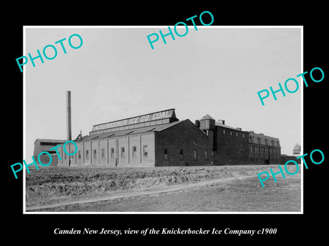 OLD LARGE HISTORIC PHOTO OF CAMDEN NEW JERSEY, THE KNICKERBOCKER ICE Co c1900