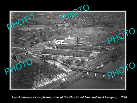 OLD LARGE HISTORIC PHOTO OF CONSHOHOCKEN PENNSYLVANIA, THE IRON & STEEL Co c1930