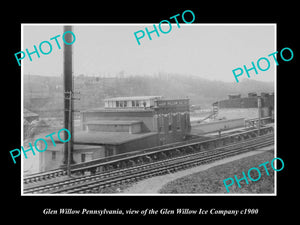 OLD LARGE HISTORIC PHOTO OF GLEN WILLOW PENNSYLVANIA, THE G/W ICE COMPANT c1900