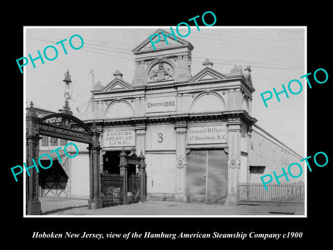 OLD LARGE HISTORIC PHOTO OF HOBOKEN NEW JERSEY, THE AMERICAN STEAMSHIP Co c1900