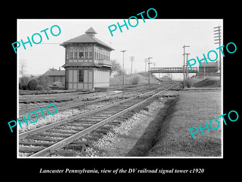 OLD LARGE HISTORIC PHOTO OF LANCASTER PENNSYLVANIA, THE DV RAILROAD TOWER c1920