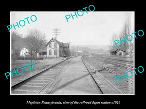 OLD LARGE HISTORIC PHOTO OF MAPLETON PENNSYLVANIA, THE RAILROAD DEPOT c1920