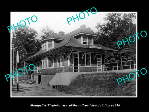 OLD LARGE HISTORIC PHOTO OF MONTPELIER VIRGINIA, THE RAILROAD DEPOT STATION 1910