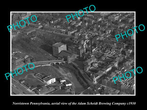 OLD LARGE HISTORIC PHOTO OF NORRISTOWN PENNSYLVANIA, THE SCHEIDT BREWERY c1930