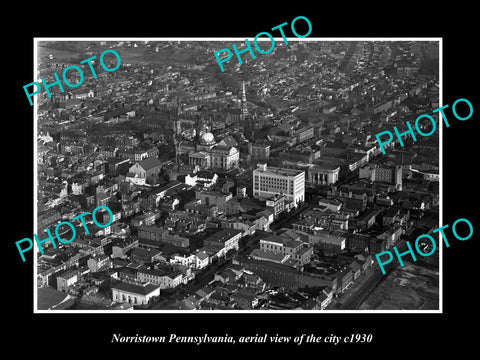 OLD LARGE HISTORIC PHOTO OF NORRISTOWN PENNSYLVANIA, AERIAL VIEW OF CITY c1930 2