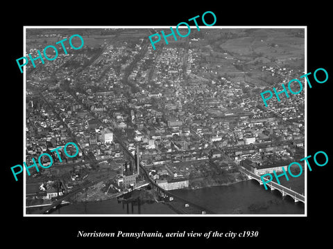 OLD LARGE HISTORIC PHOTO OF NORRISTOWN PENNSYLVANIA, AERIAL VIEW OF CITY c1930 4