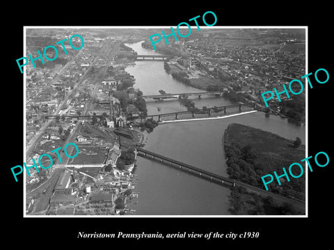 OLD LARGE HISTORIC PHOTO OF NORRISTOWN PENNSYLVANIA, AERIAL VIEW OF CITY c1930 1