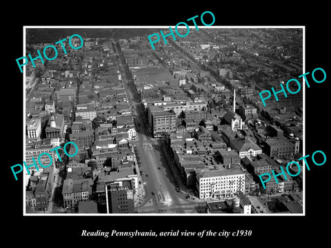 OLD LARGE HISTORIC PHOTO OF READING PENNSYLVANIA, AERIAL VIEW OF CITY c1930 3