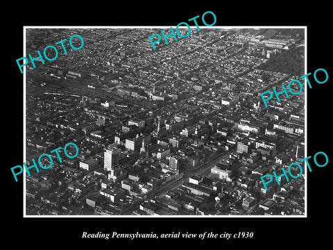 OLD LARGE HISTORIC PHOTO OF READING PENNSYLVANIA, AERIAL VIEW OF CITY c1930 4