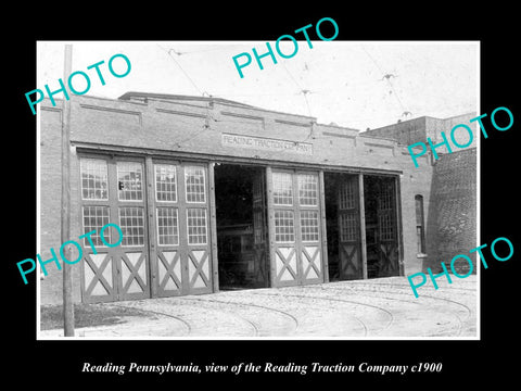 OLD LARGE HISTORIC PHOTO OF READING PENNSYLVANIA, THE RAILROAD TRACTION Co c1900