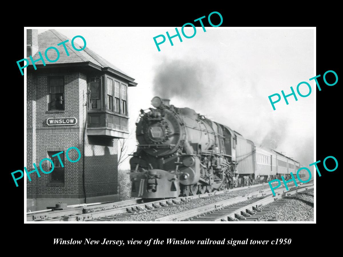 OLD LARGE HISTORIC PHOTO OF WINSLOW NEW JERSEY, THE RAILROAD SIGNAL TOWER c1950