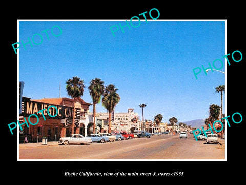 OLD LARGE HISTORIC PHOTO OF BLYTHE CALIFORNIA, THE MAIN STREET & STORES c1955