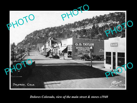 OLD LARGE HISTORIC PHOTO OF DOLORES COLORADO, THE MAIN STREET & STORES c1940