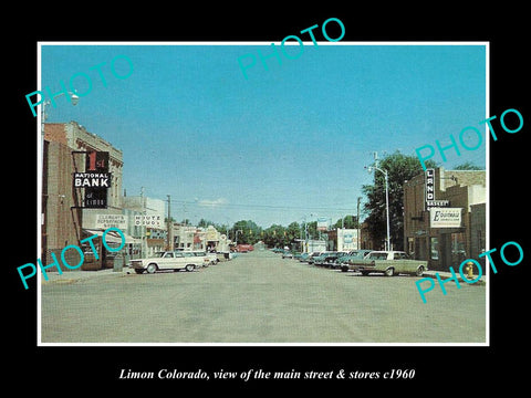 OLD LARGE HISTORIC PHOTO OF LIMON COLORADO, THE MAIN STREET & STORES c1960