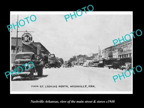 OLD LARGE HISTORIC PHOTO OF NASHVILLE ARKANSAS, THE MAIN STREET & STORES c1940