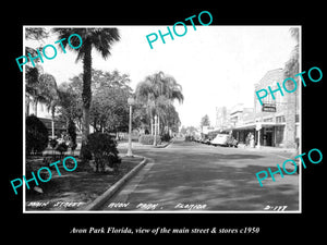 OLD LARGE HISTORIC PHOTO OF AVON PARK FLORIDA, THE MAIN STREET & STORES c1950