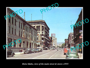 OLD LARGE HISTORIC PHOTO OF BOISE IDAHO, THE MAIN STREET & STORES c1955 2