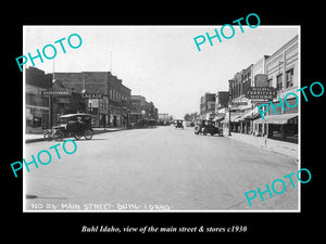 OLD LARGE HISTORIC PHOTO OF BUHL IDAHO, THE MAIN STREET & STORES c1930