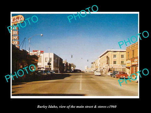 OLD LARGE HISTORIC PHOTO OF BURLEY IDAHO, THE MAIN STREET & STORES c1960