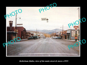 OLD LARGE HISTORIC PHOTO OF KETCHUM IDAHO, THE MAIN STREET & STORES c1955