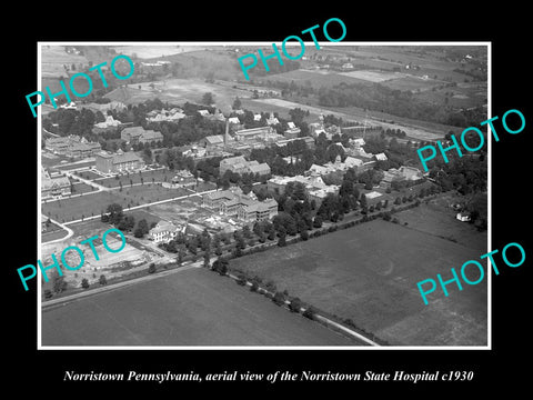 OLD LARGE HISTORIC PHOTO OF NORRISTOWN PENNSYLVANIA, AERIAL OF HOSPITAL c1930