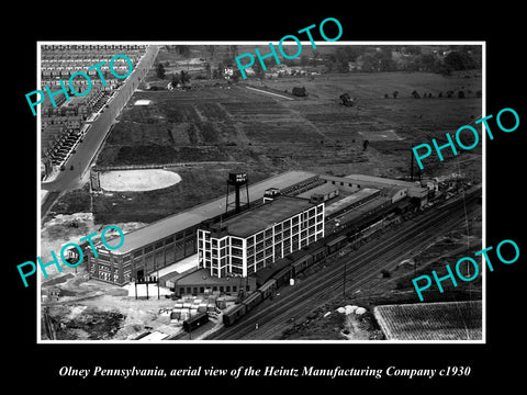 OLD LARGE HISTORIC PHOTO OF OLNEY PENNSYLVANIA, AERIAL OF THE HEINTZ PLANT c1930