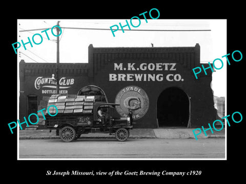 OLD LARGE HISTORIC PHOTO OF ST JOSEPH MISSOURI, THE GOETZ BREWERY Co c1920