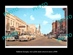 OLD LARGE HISTORIC PHOTO OF VALDOSTA GEORGIA, THE MAIN STREET & STORES c1950