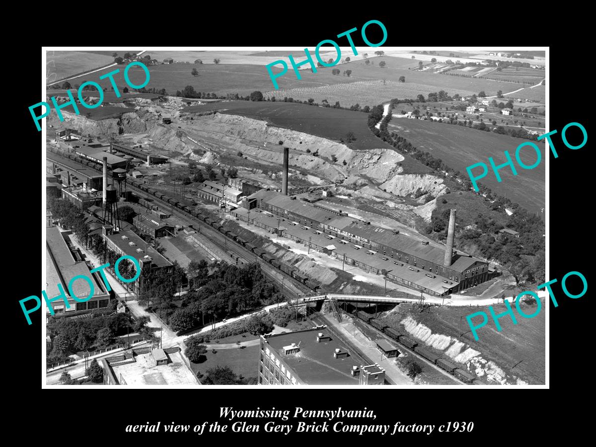 OLD LARGE HISTORIC PHOTO OF WYOMISSING PENNSYLVANIA, THE GLEN GERY BRICK Co 1930