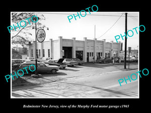 OLD LARGE HISTORIC PHOTO OF BEDMINSTER NEW JERSEY, THE FORD MOTOR GARAGE c1965